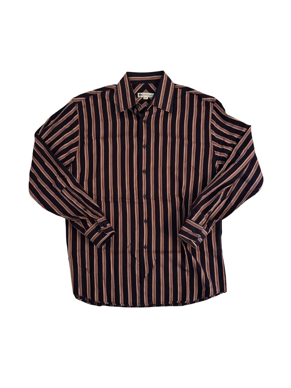 Wilke & Rodriguez Y2K Men's Striped Navy and Orange Shirt